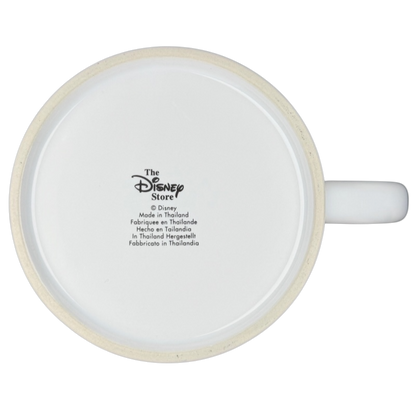 Bottom view of Disney Mickey Mouse & Pluto Mornings coffee mug showcasing brand details