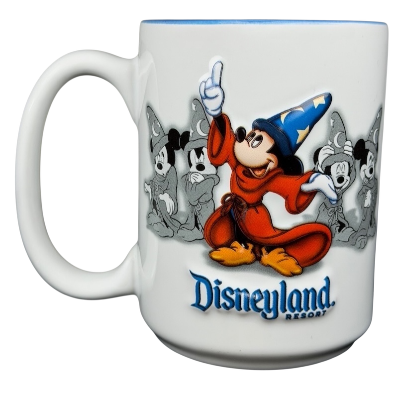 Mickey Mouse Sorcerer Disneyland Mug featuring classic Mickey design and Disneyland logo