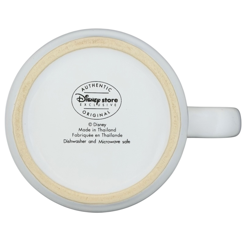 Bottom view of Disney Mickey Mouse Top of The Class 1928 mug showcasing dishwasher and microwave safe features