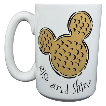 Disney Mickey Mouse waffle Rise and Shine mug with a playful waffle design and cheerful text