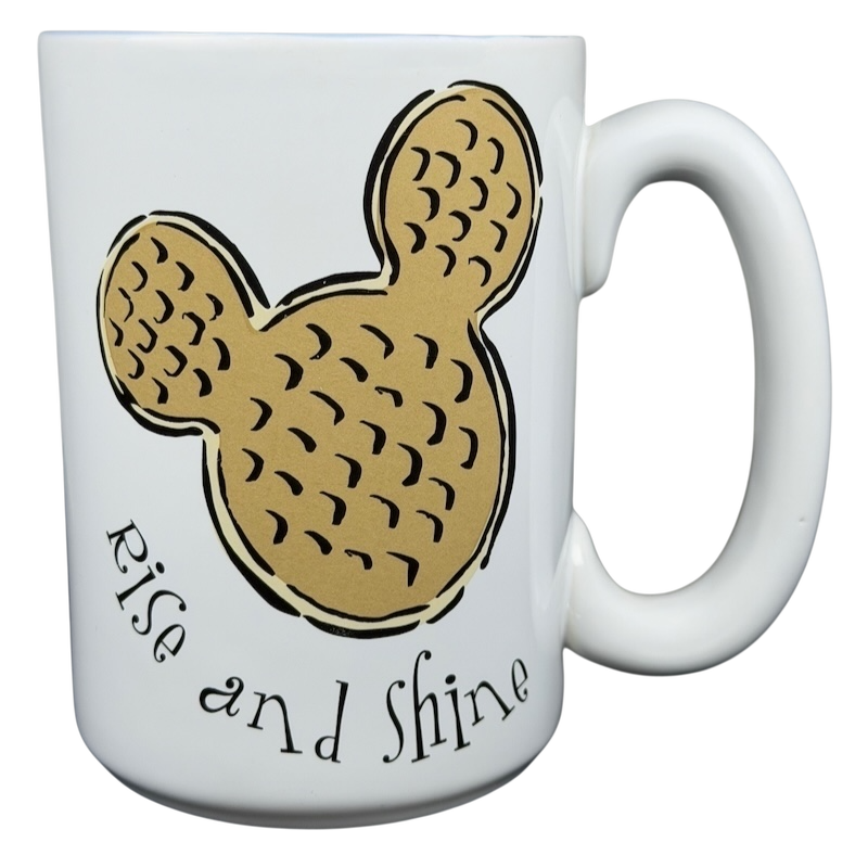 Disney Mickey Mouse waffle Rise and Shine mug featuring a playful design with a mouse ear motif