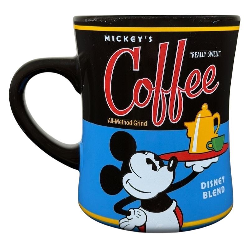 Mickey's Really Swell Coffee Disney Blend Mickey Mouse Mug featuring a vintage design with Mickey Mouse