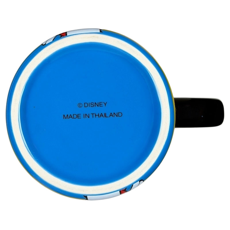 Bottom view of Mickey's Really Swell Coffee Disney Blend Mickey Mouse Mug featuring a bright blue underside