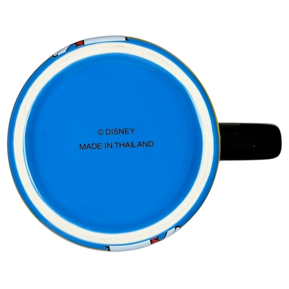 Bottom view of Mickey's Really Swell Coffee Disney Blend Mickey Mouse Mug featuring a bright blue underside