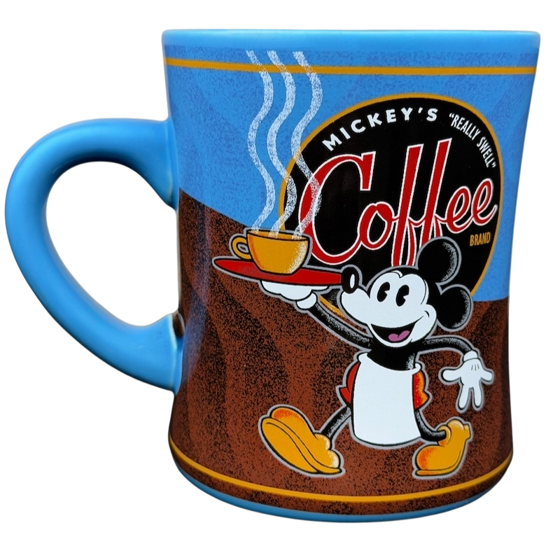 Disney Mickey's Really Swell Coffee vintage mug featuring Mickey Mouse with a coffee cup design