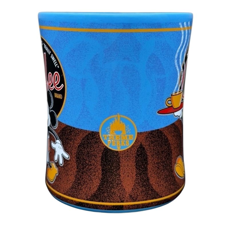 Mickey's Really Swell Coffee vintage mug featuring colorful design with Mickey Mouse and coffee cup