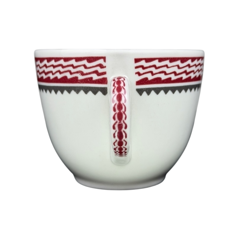 Mimbreno Santa Fe Replica Mug with Red and Black Southwestern Designs and a Curved Handle