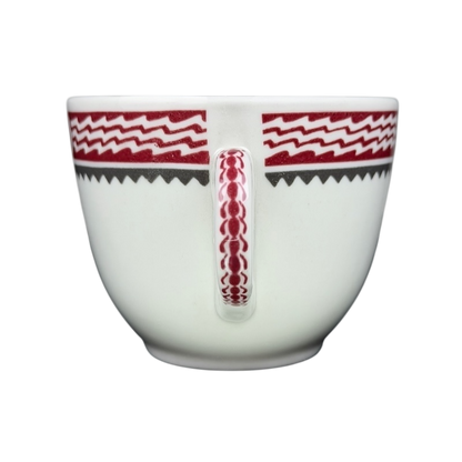 Mimbreno Santa Fe Replica Mug with Red and Black Southwestern Designs and a Curved Handle