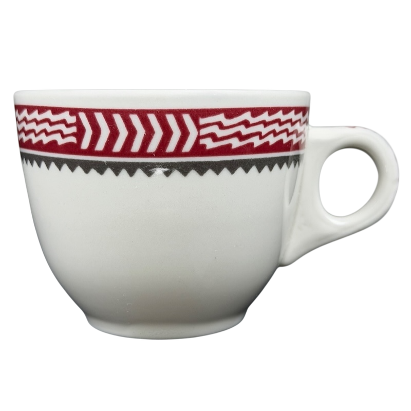 Otagiri Mimbreno Santa Fe Replica Mug with Red and Black Geometric Patterns on White Ceramic