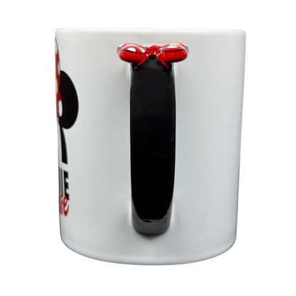 Minnie Mouse 3D bow collectible mug featuring a red bow handle design for Disney fans