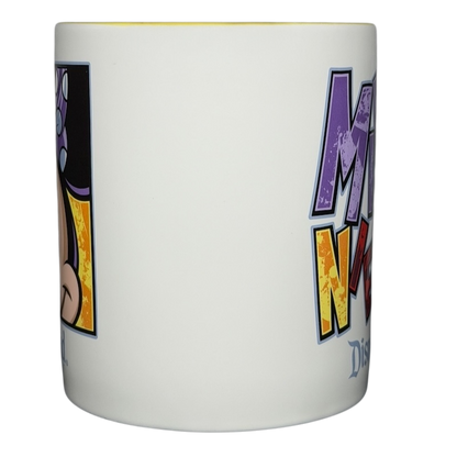 Minnie Mouse Disneyland graphic font mug featuring colorful design and playful artwork