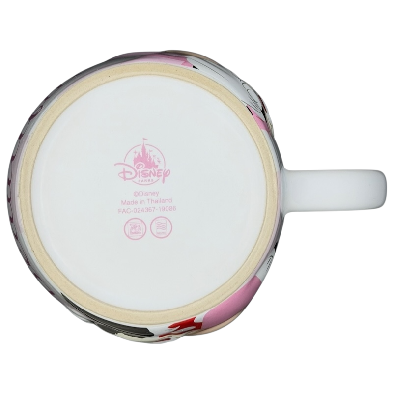 Bottom view of a Minnie Mouse Figaro 3D embossed mug with Disney branding and details