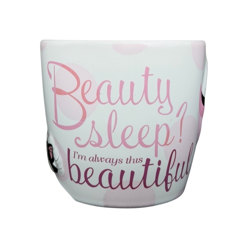 Minnie Mouse Figaro 3D embossed mug featuring playful design with beauty sleep text
