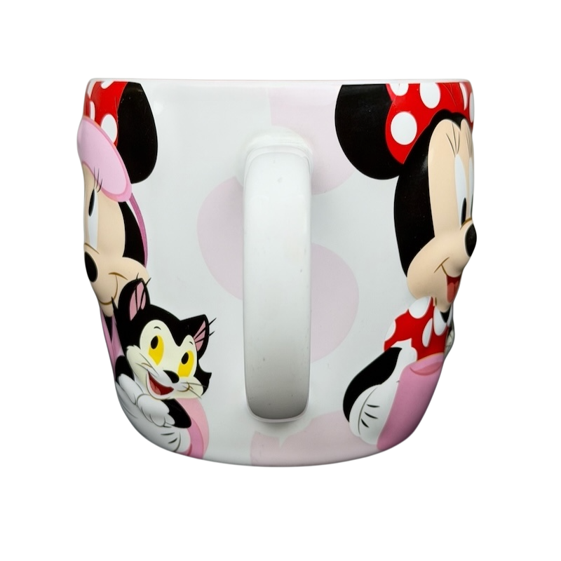 Disney Minnie Mouse Figaro 3D embossed mug featuring Minnie and Figaro in vibrant colors.