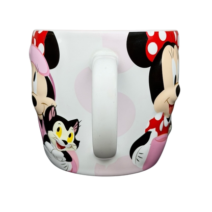 Disney Minnie Mouse Figaro 3D embossed mug featuring Minnie and Figaro in vibrant colors.