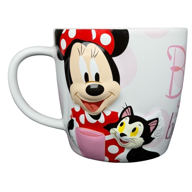 Disney Minnie Mouse Figaro 3D embossed mug featuring Minnie and Figaro in vibrant colors