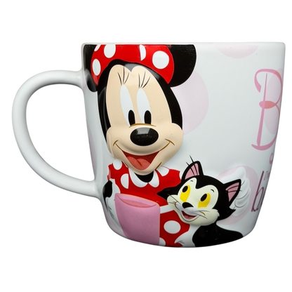 Disney Minnie Mouse Figaro 3D embossed mug featuring Minnie and Figaro in vibrant colors
