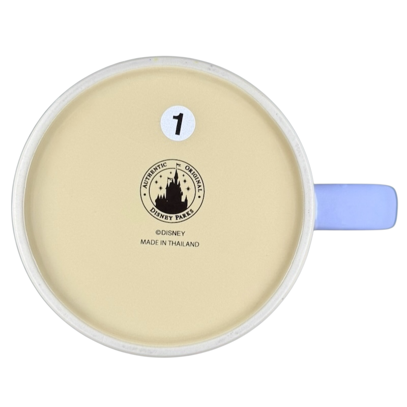 Bottom view of Disney Minnie Mouse mornings aren't pretty jumbo mug with logo and details