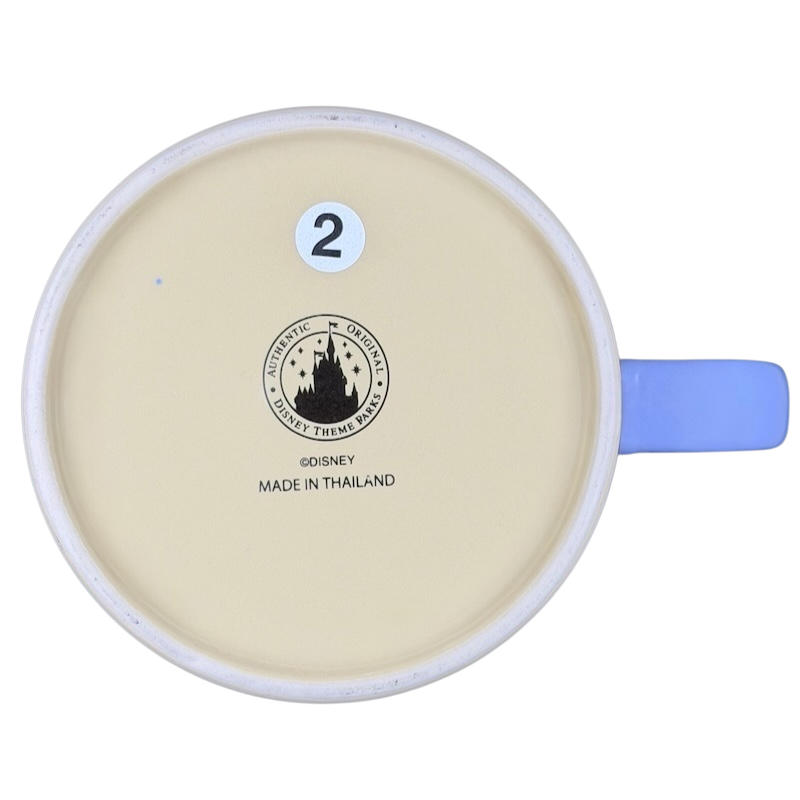 Bottom view of Disney Minnie Mouse mornings aren't pretty jumbo mug featuring a colorful design