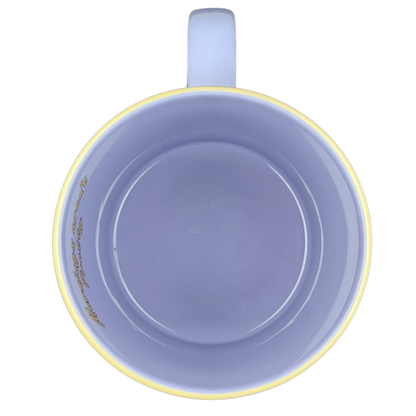 Inside view of the Disney Minnie Mouse mornings aren't pretty jumbo mug in lavender with a yellow rim