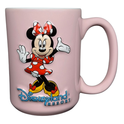 Minnie Mouse Waving Disneyland Resort Mug in pink with a vibrant Minnie Mouse design