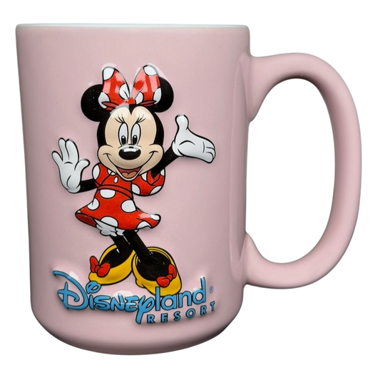 Minnie Mouse Waving Disneyland Resort Mug in pink with a vibrant Minnie Mouse design