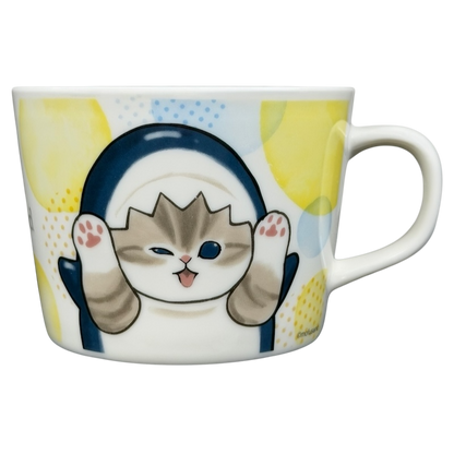Mofusand Shark Nyan Mug Family Mart featuring a cute cat design with paws raised
