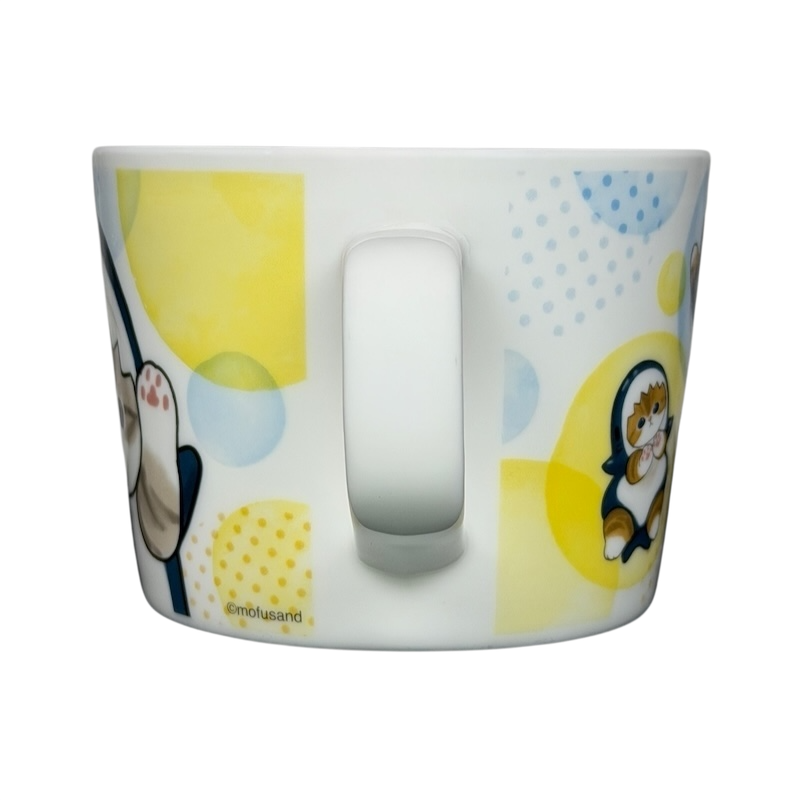 Mofusand Shark Nyan Mug Family Mart featuring playful cat designs in a colorful pattern