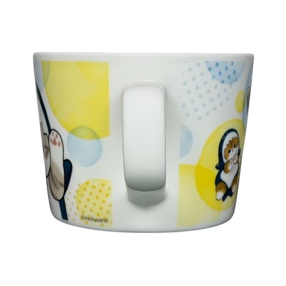 Mofusand Shark Nyan Mug Family Mart featuring playful cat designs in a colorful pattern