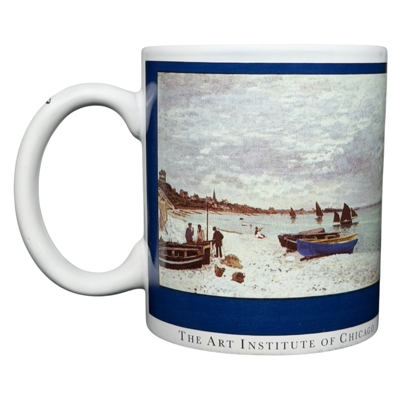 Copco Monet The Beach at Sainte-Adresse mug featuring beautiful beach artwork and a sturdy handle