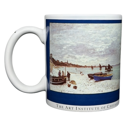 Copco Monet The Beach at Sainte-Adresse mug featuring beautiful beach artwork and a sturdy handle