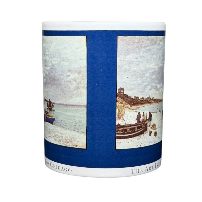Copco Monet The Beach at Sainte-Adresse mug featuring vibrant art imagery and blue design