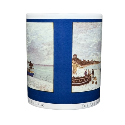 Copco Monet The Beach at Sainte-Adresse mug featuring vibrant art imagery and blue design