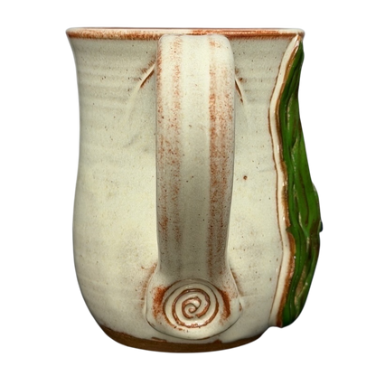 Coastal Seashell Coral Mug Mudworks with a textured green coral design and rustic finish