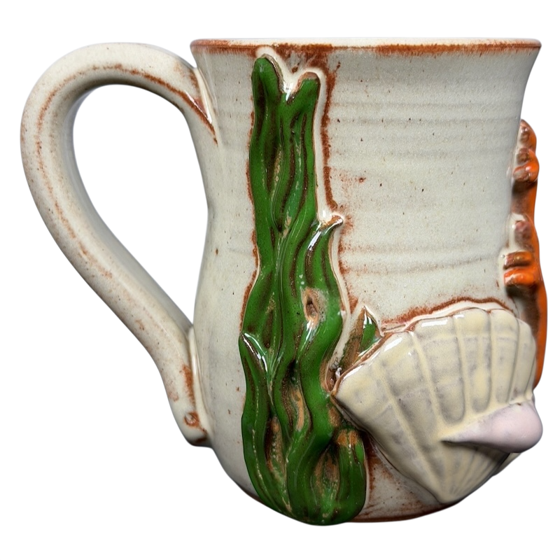 Coastal Seashell & Coral Embossed Hand Thrown Mug Mudworks Pottery