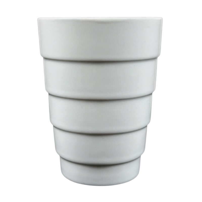 Frank Lloyd Wright vintage Guggenheim mug white ceramic tapered cup with stacked horizontal ridges