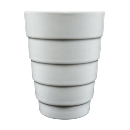 Frank Lloyd Wright vintage Guggenheim mug white ceramic tapered cup with stacked horizontal ridges