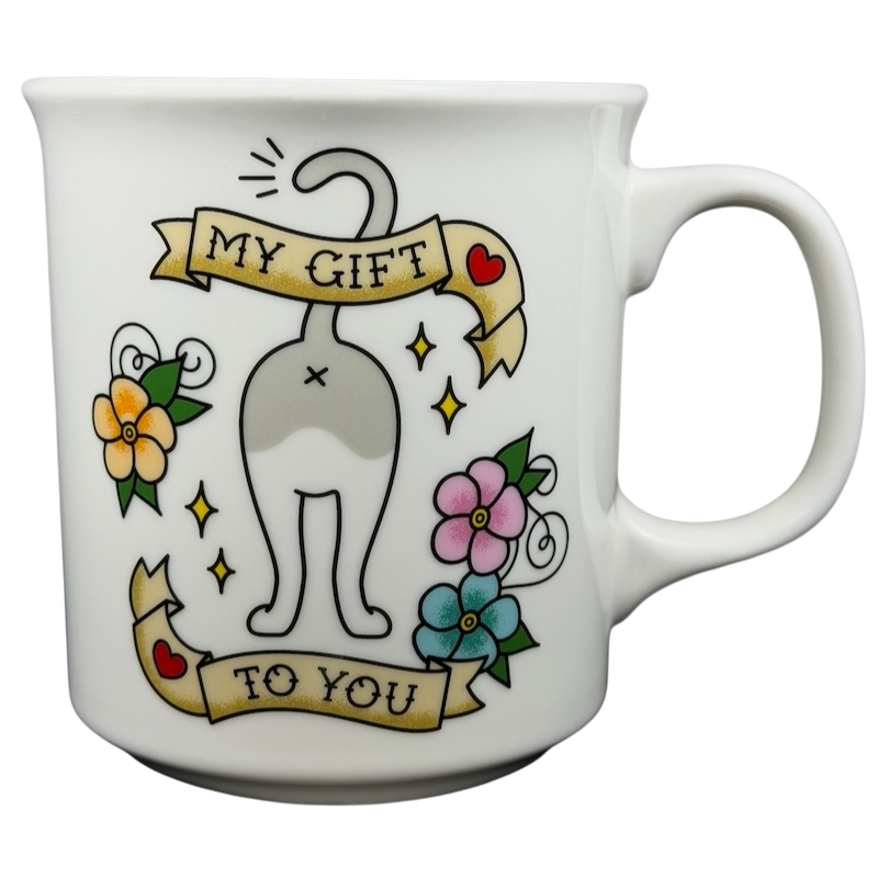 My Gift To You Cat Mug Fred featuring a cute cat design and colorful floral accents