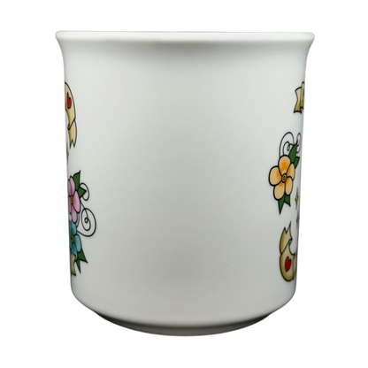 My Gift To You Cat Mug Fred with Colorful Floral Design and Playful Cat Illustration