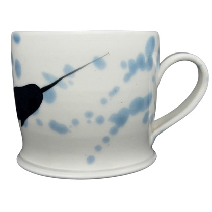 Narwhal signed pottery mug with unique blue and black design for ocean lovers