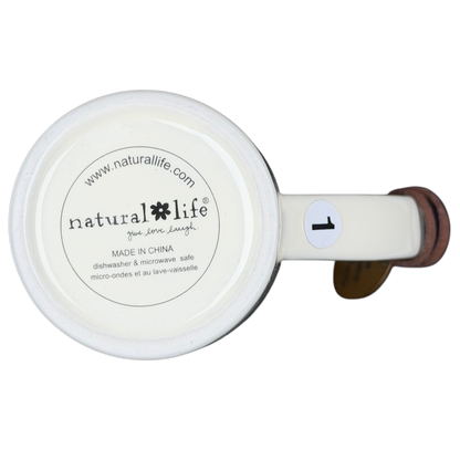 Bottom view of the Natural Life Come Home For Love mug featuring a durable design and dishwasher safe label