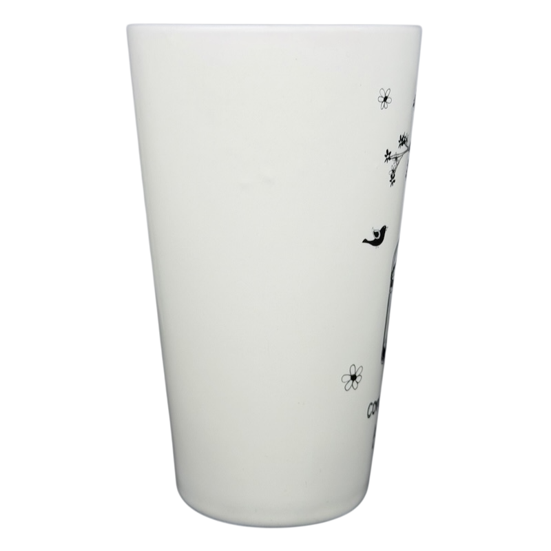 Natural Life Come Home For Love mug in white with floral and bird designs for cozy beverages