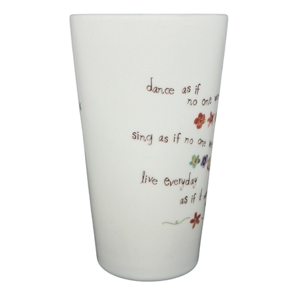 Natural Life Dance as if no one were watching mug with colorful floral design and inspirational quote