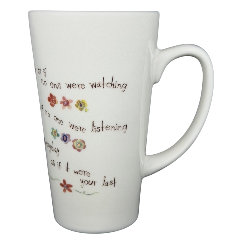 Natural Life Dance as if no one were watching mug with colorful floral design and inspiring quotes