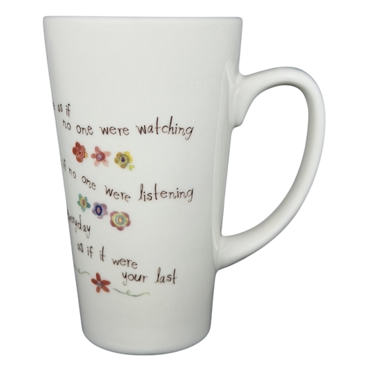 Natural Life Dance as if no one were watching mug with colorful floral design and inspiring quotes