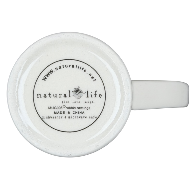 Natural Life Friends Are Angels mug with a smooth white finish and simple design
