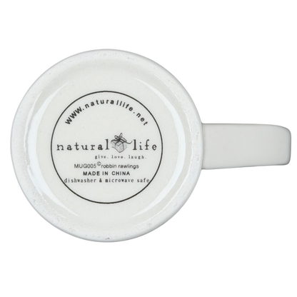 Natural Life Friends Are Angels mug with a smooth white finish and simple design