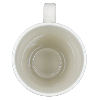 Interior view of Natural Life Friends Are Angels mug showing a smooth, simple design in white