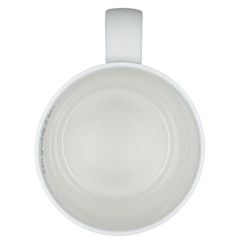 Top view of I Am Grateful For Letter 'L' Monogram Mug Natural Life with a smooth interior design