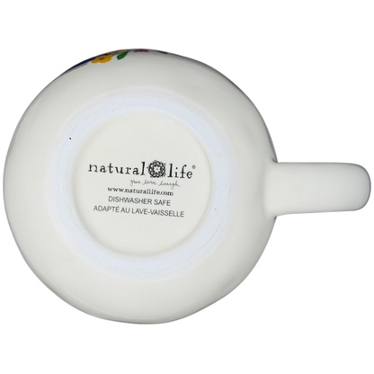 Bottom view of Letter 'J' Monogram Initial Cup Of Happy Mug Natural Life showing dishwasher safe label